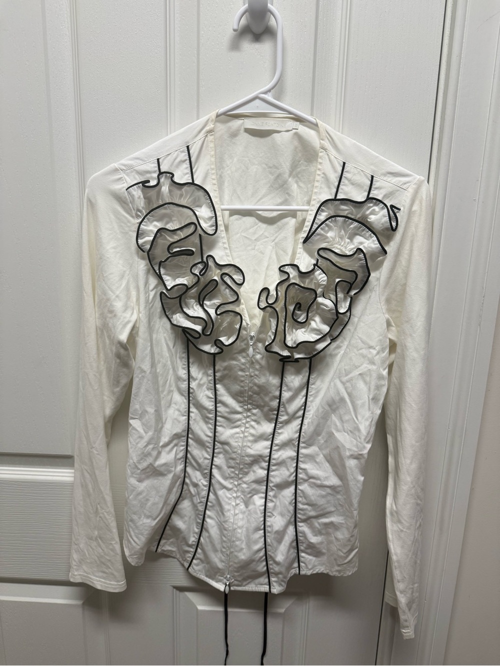 Anne Fontaine Carmine Pima Cotton Ruffle Top